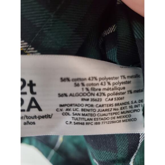 Carter's Black/Green Plaid Top, 2T, NWT - Picture 6 of 6